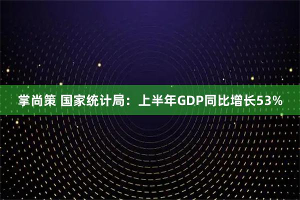 掌尚策 国家统计局：上半年GDP同比增长53%